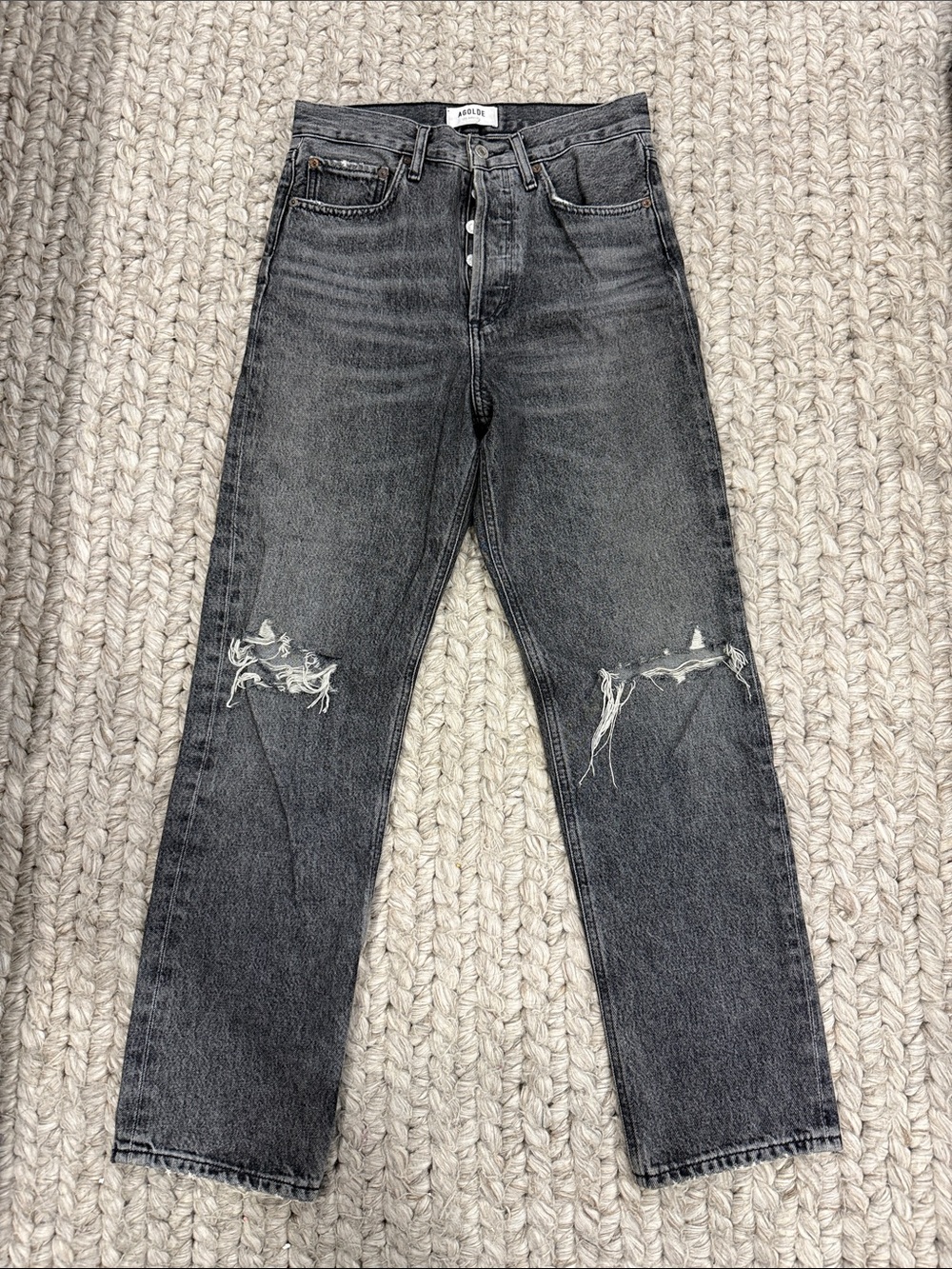 AGOLDE Distressed Grey High Rise Jeans Size 24